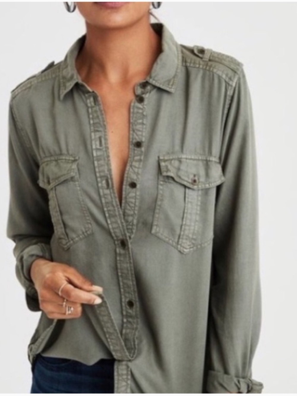 American Eagle Boyfriend Fit Button Down  - Medium